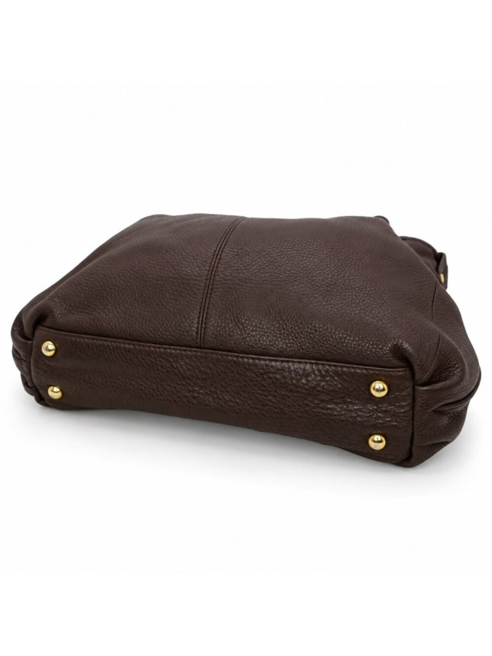 B Makowsky Brown Full Grain Pebbled Leather Purse Gold Hardware Shoulder Bag - Picture 3 of 6